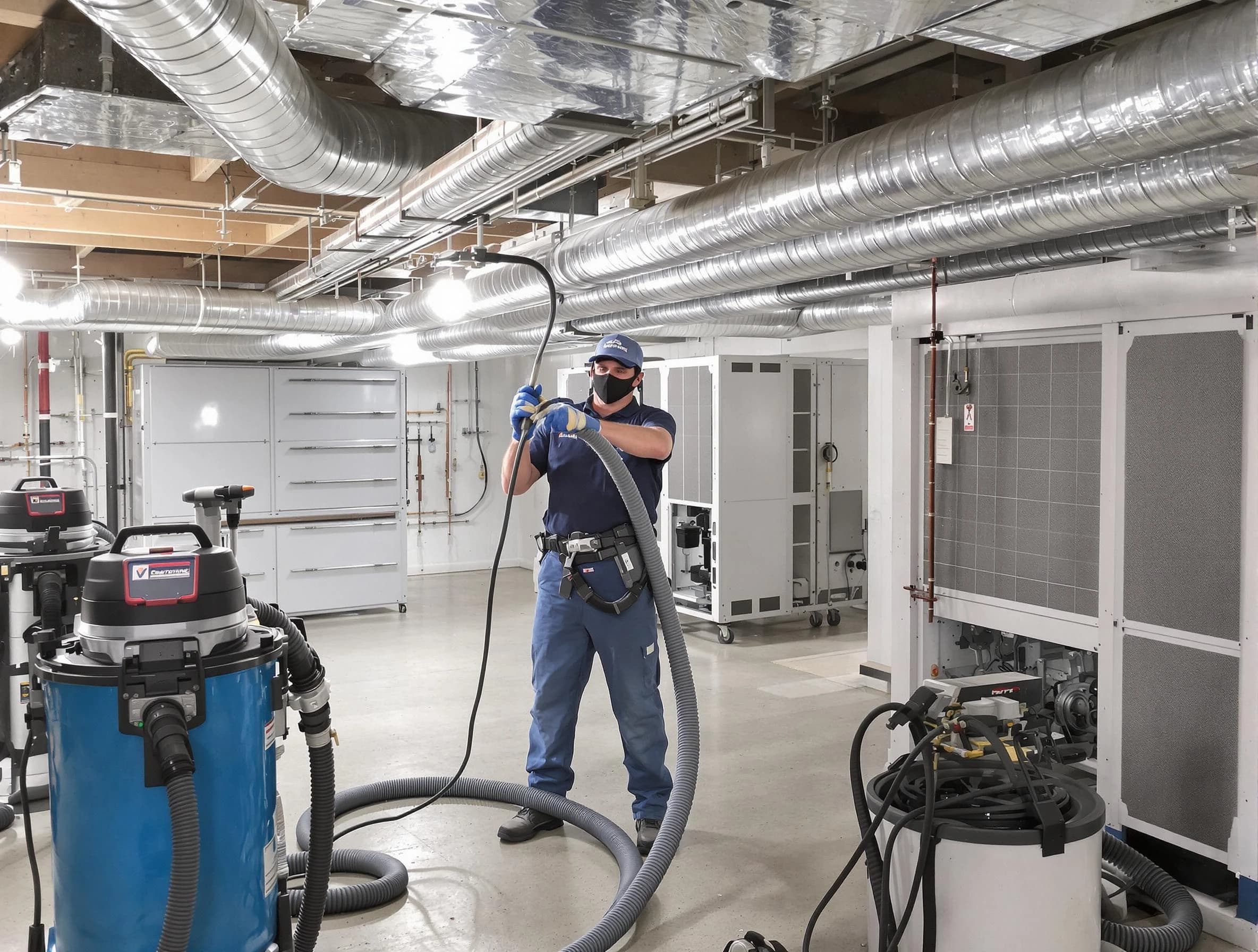 Jurupa Valley Air Duct Cleaning specialist performing thorough central air duct cleaning for improved system efficiency in Jurupa Valley