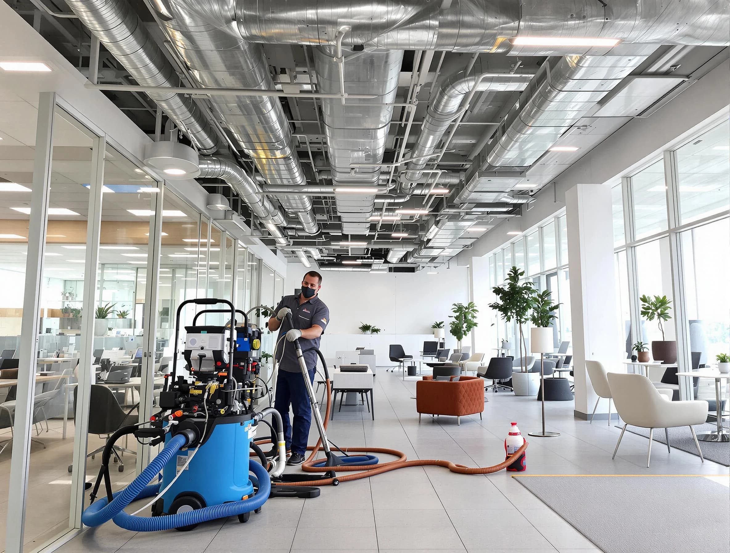 Jurupa Valley Air Duct Cleaning team conducting comprehensive commercial duct cleaning at a business location in Jurupa Valley