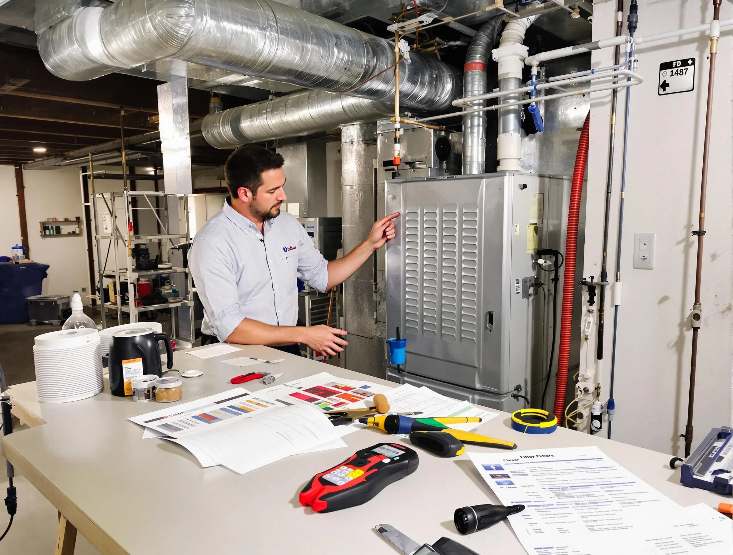 Jurupa Valley Air Duct Cleaning inspector conducting detailed filter system evaluation using professional diagnostic tools in Jurupa Valley