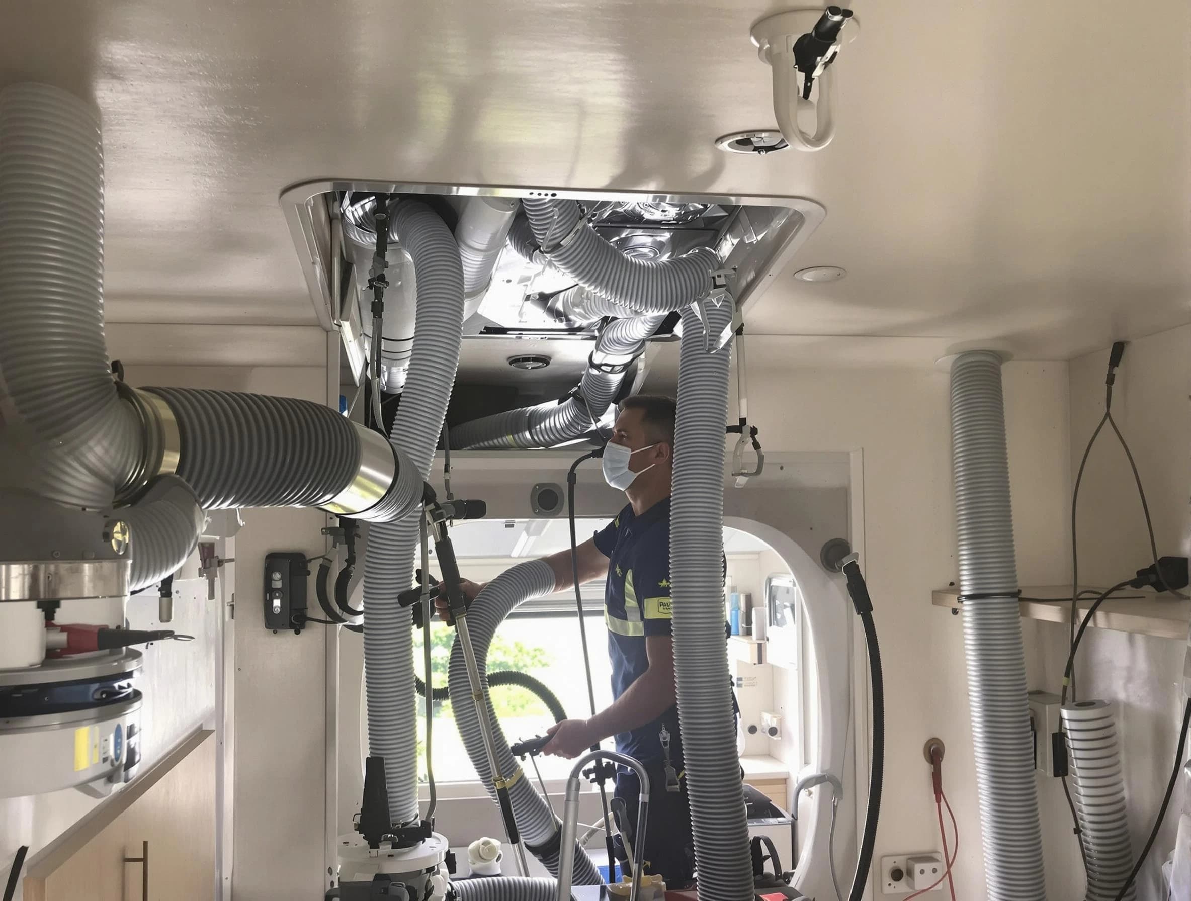 Jurupa Valley Air Duct Cleaning specialist performing precise mobile home duct cleaning in Jurupa Valley