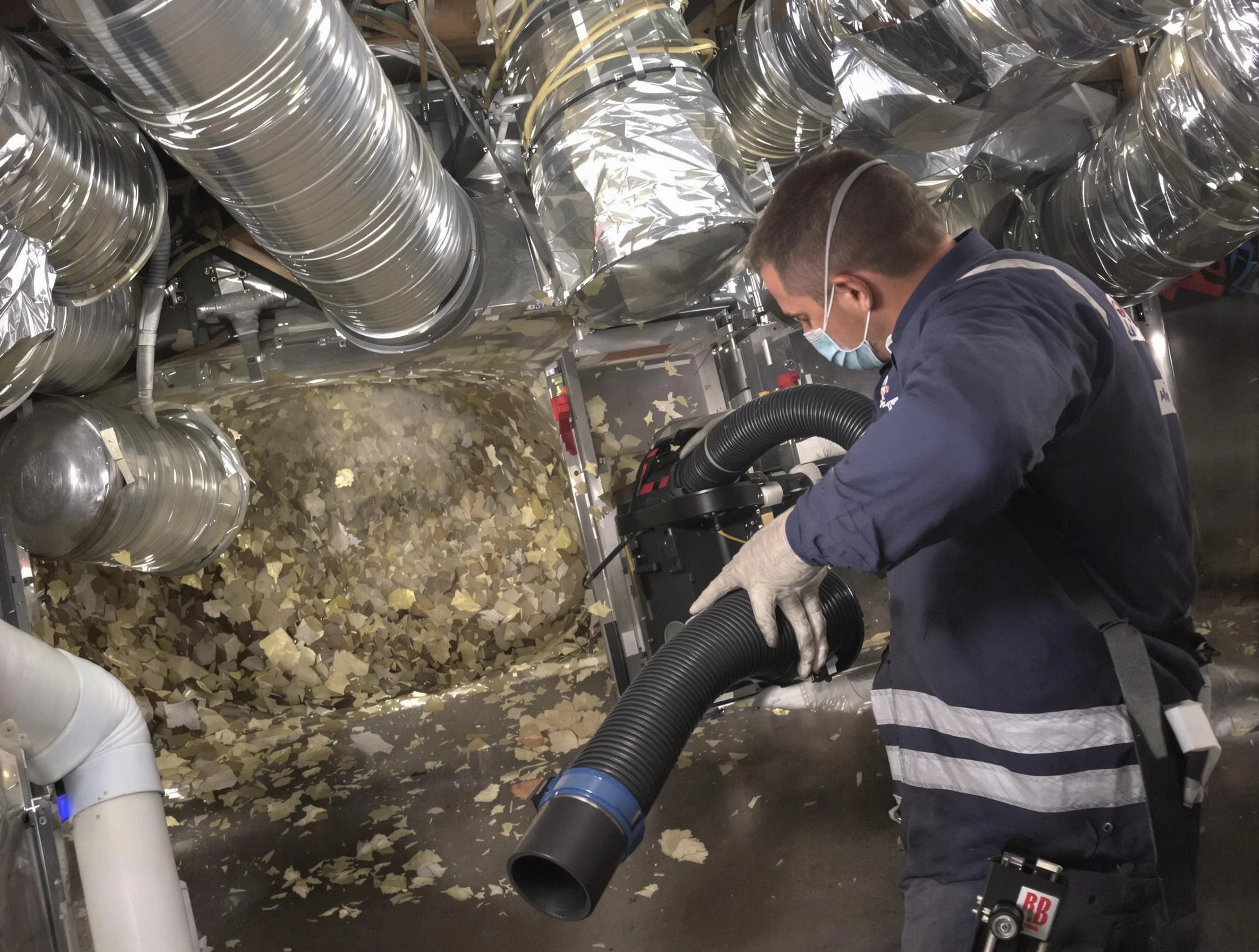 Jurupa Valley Air Duct Cleaning specialist operating negative pressure cleaning equipment for thorough duct maintenance in Jurupa Valley