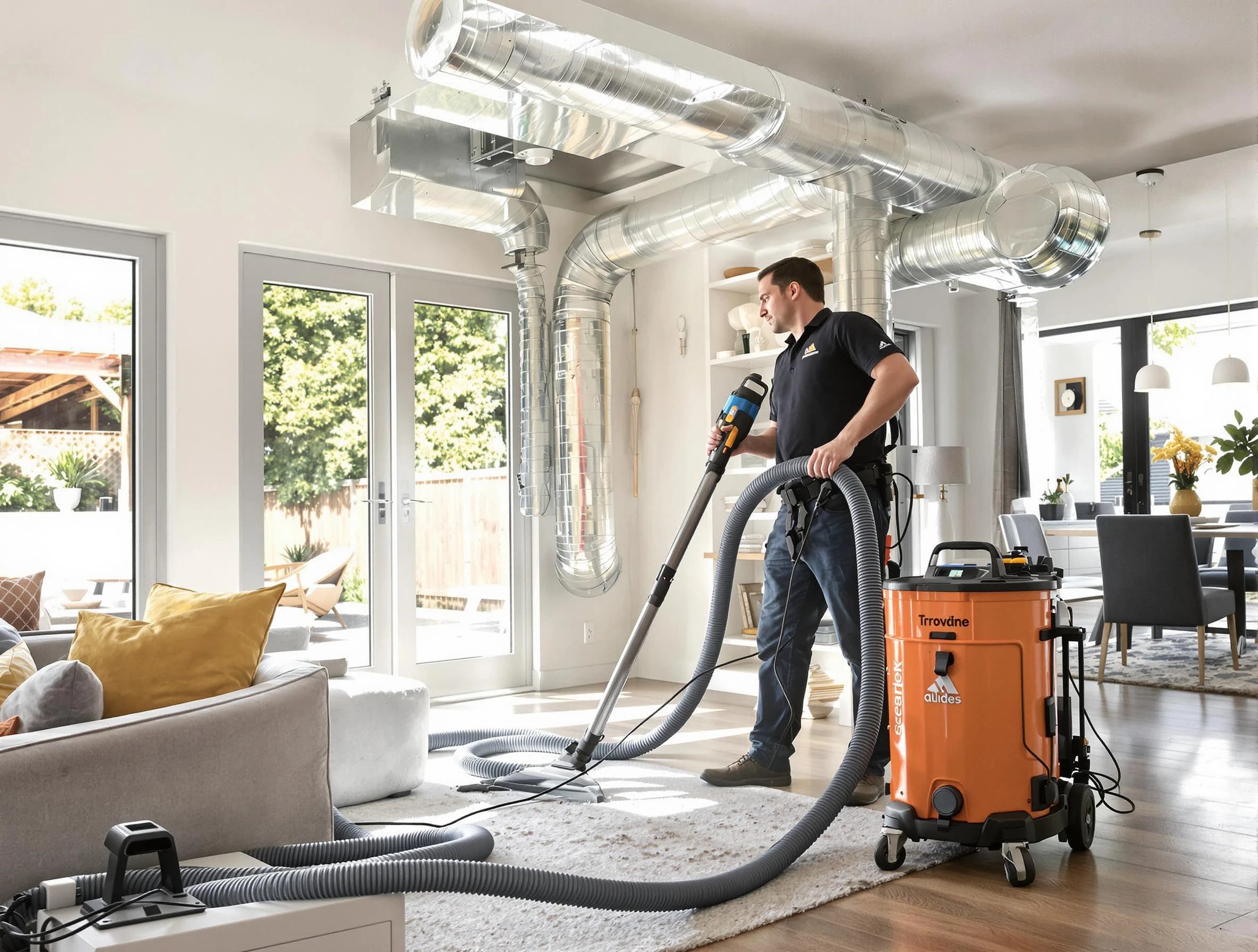 Jurupa Valley Air Duct Cleaning specialist performing thorough residential duct cleaning using advanced equipment in Jurupa Valley